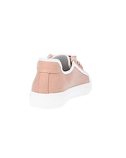 360 degree animation of product Pink canvas plimsoll trainers frame-10