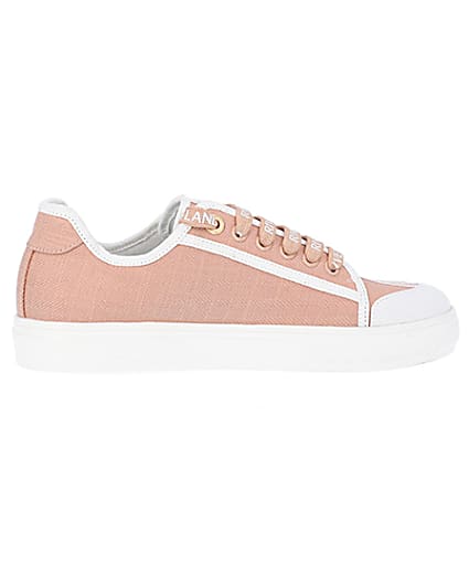 360 degree animation of product Pink canvas plimsoll trainers frame-14