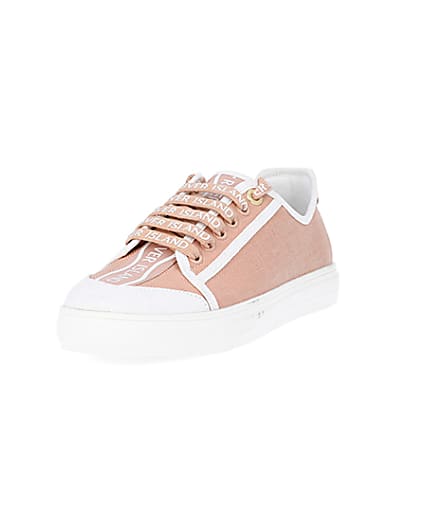 360 degree animation of product Pink canvas plimsoll trainers frame-23