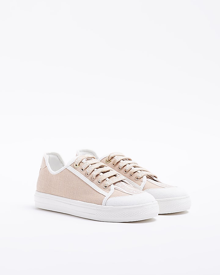 Pink canvas plimsoll trainers