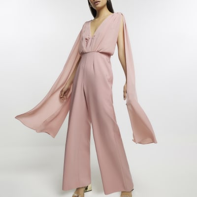Pink cape jumpsuit River Island
