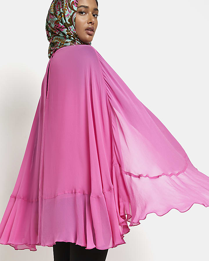 Pink cape sleeve blouse