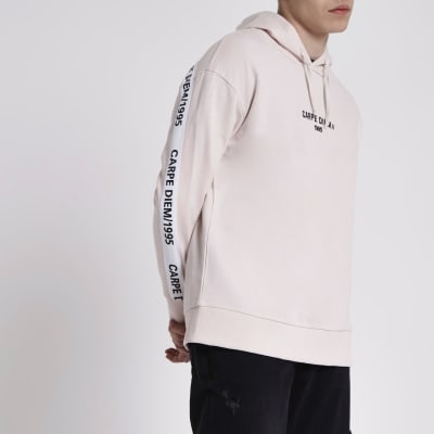 Pink 'carpe diem' print hoodie
