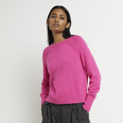 Pink cashmere long sleeve jumper | River Island