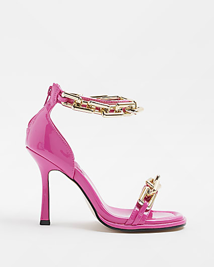 Pink Chain Detail Heeled Sandals