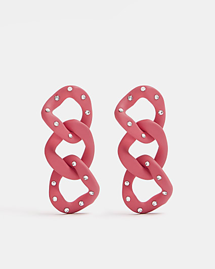 Pink chain drop earrings