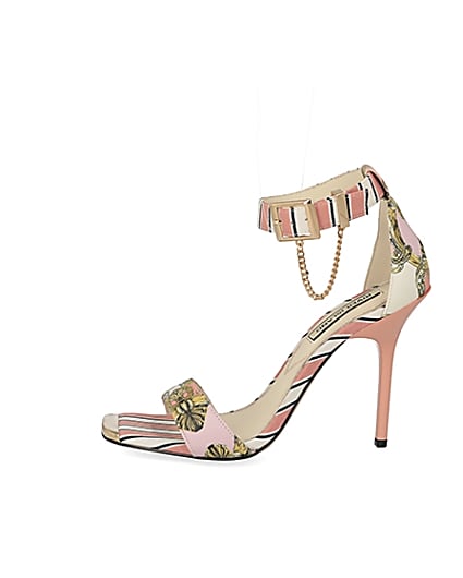 360 degree animation of product Pink chain printed barely there heeled sandal frame-3