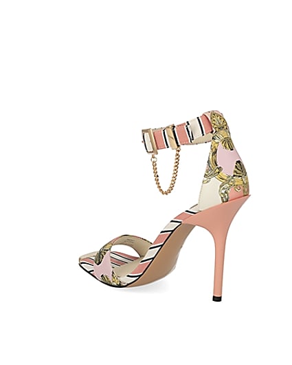 360 degree animation of product Pink chain printed barely there heeled sandal frame-6