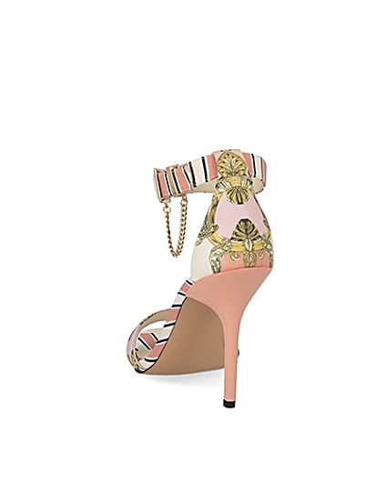 360 degree animation of product Pink chain printed barely there heeled sandal frame-8