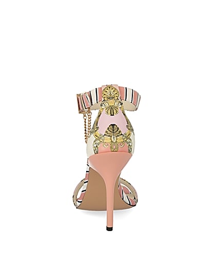 360 degree animation of product Pink chain printed barely there heeled sandal frame-9