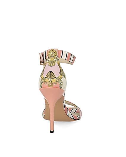 360 degree animation of product Pink chain printed barely there heeled sandal frame-10