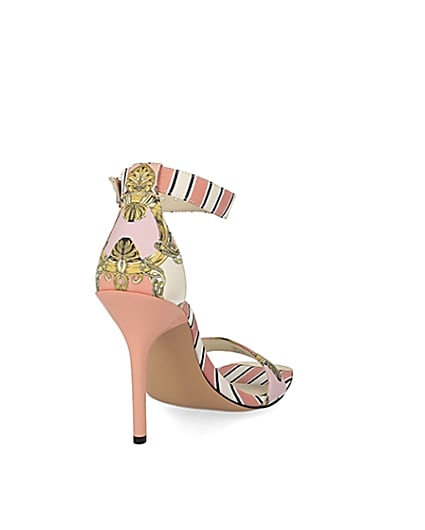 360 degree animation of product Pink chain printed barely there heeled sandal frame-11