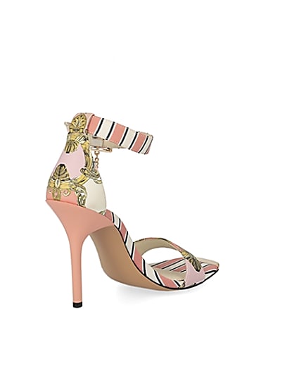 360 degree animation of product Pink chain printed barely there heeled sandal frame-12