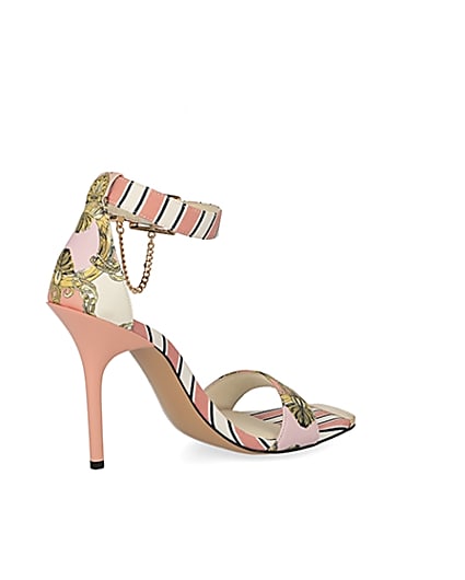 360 degree animation of product Pink chain printed barely there heeled sandal frame-13