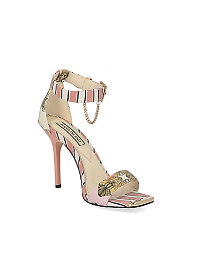 360 degree animation of product Pink chain printed barely there heeled sandal frame-18