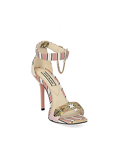 360 degree animation of product Pink chain printed barely there heeled sandal frame-19