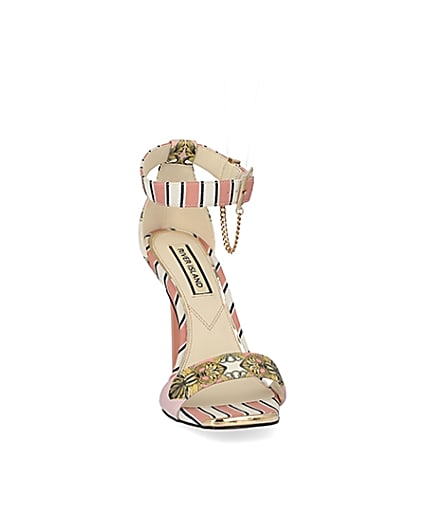 360 degree animation of product Pink chain printed barely there heeled sandal frame-20