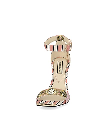 360 degree animation of product Pink chain printed barely there heeled sandal frame-22