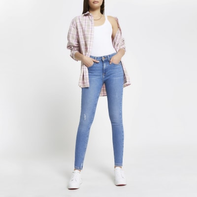 Pink check long sleeve shirt