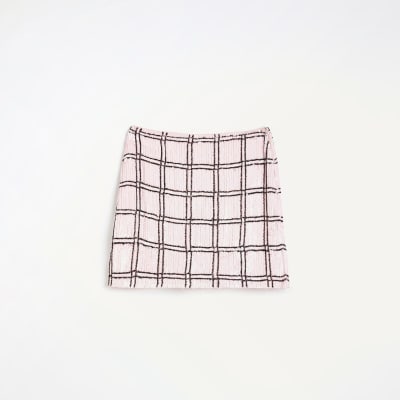 Pink Check Mini Sequin Skirt