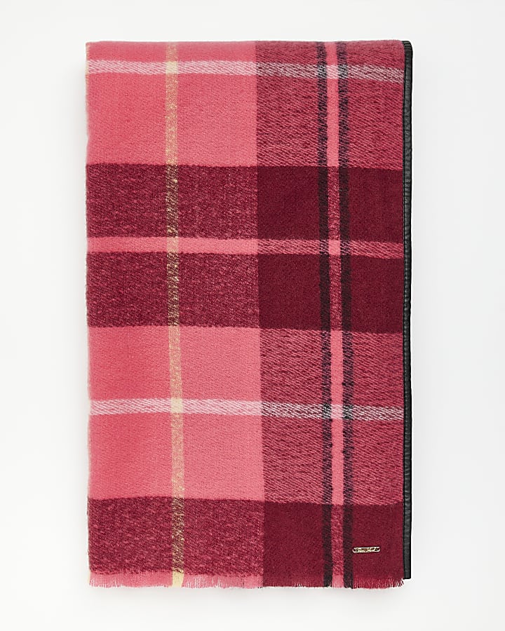 Pink check oversized scarf