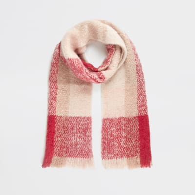 Pink Check Print Blanket Scarf River Island