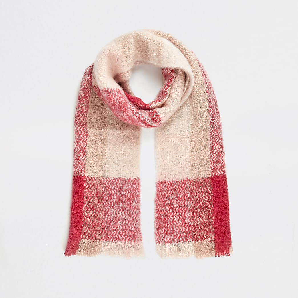 Pink Check Print Blanket Scarf River Island Pink Check Print Blanket Scarf River Island