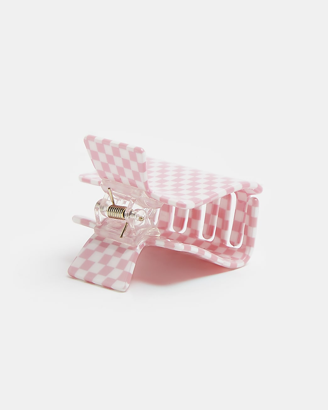 Pink checkerboard hair clip