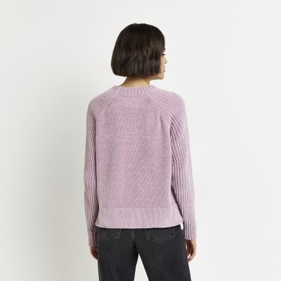 Pink chenille knit jumper | River Island