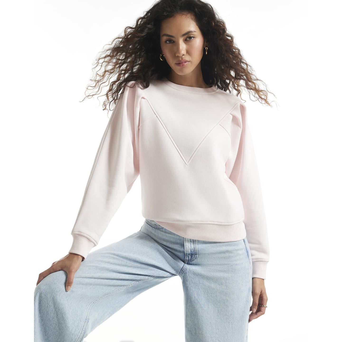 River Island Pink Chevron Panel Sweatshirt — photo 1 of 1