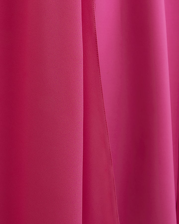 Pink chiffon cape sleeve midi dress
