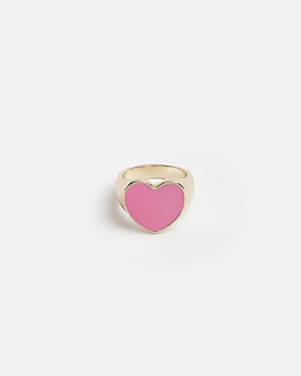 Pink chunky heart ring