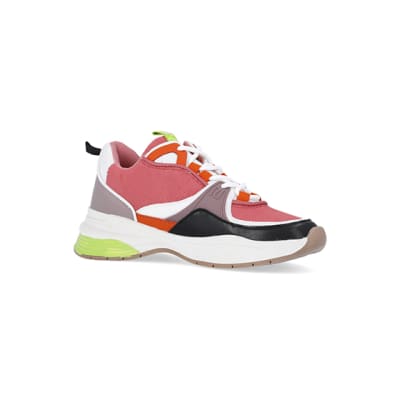360 degree animation of product Pink chunky panelled shoes frame-17