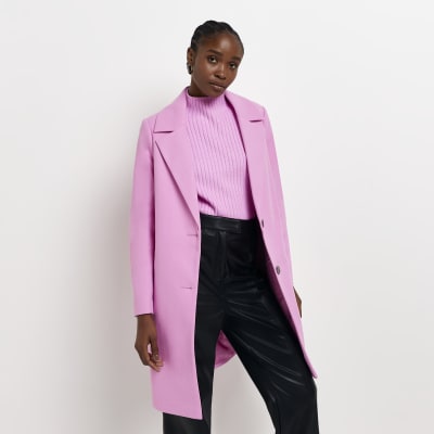 Pink collared coat | River Island