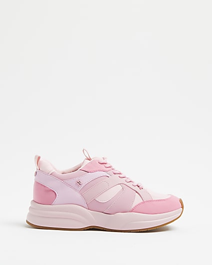 Pink colour block trainers