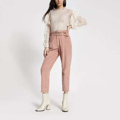 corduroy pink trousers