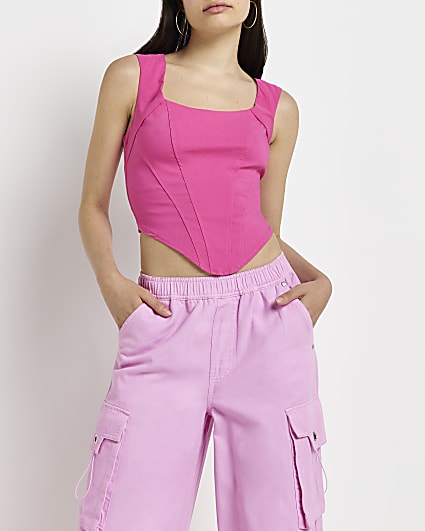 Pink corset cropped top