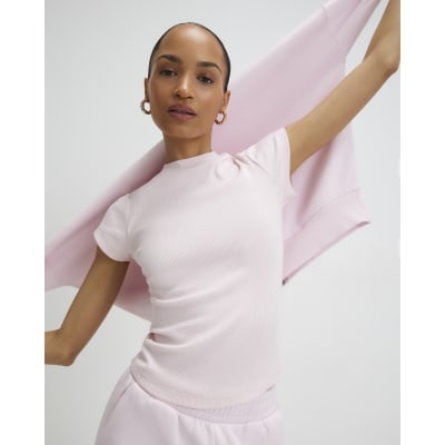 Baserange Vein Ribbed Tシャツカットソーリブpink新品M BASERANGE（ベースレンジ）の「BASE RANGE VEIN TEE コットンリブ