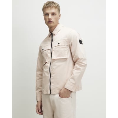 Pink Cotton Blend Regular Fit Zip Jacket