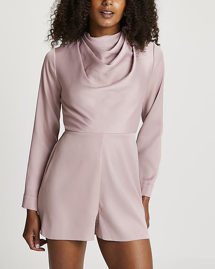 Pink cowl neck playsuit