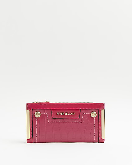 Pink croc embossed purse