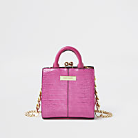 Pink croc mini lady handbag