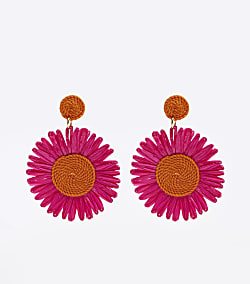 Pink Crochet sunflower Stud Earrings
