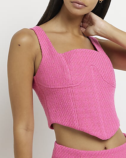 Pink crop corset top