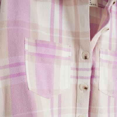 Pink Cropped Check Shirt | River Island