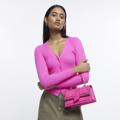Pink cross body bag River Island