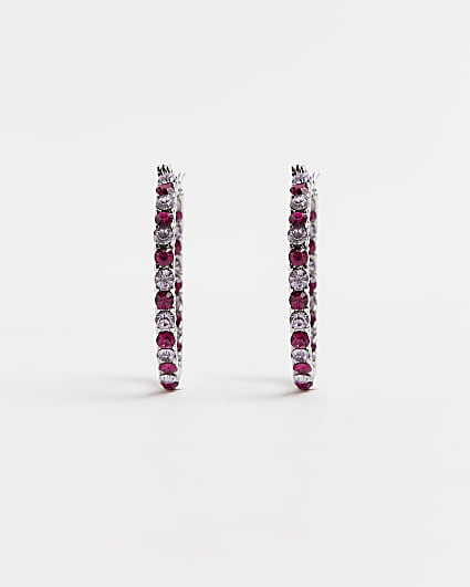Pink crystal detail hoop earrings