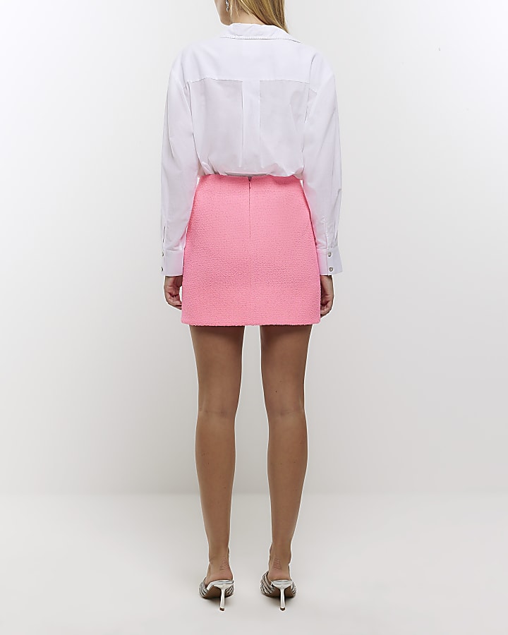 Pink curve hem mini skirt | River Island