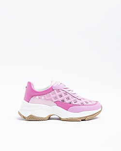 Pink cut out chunky trainers