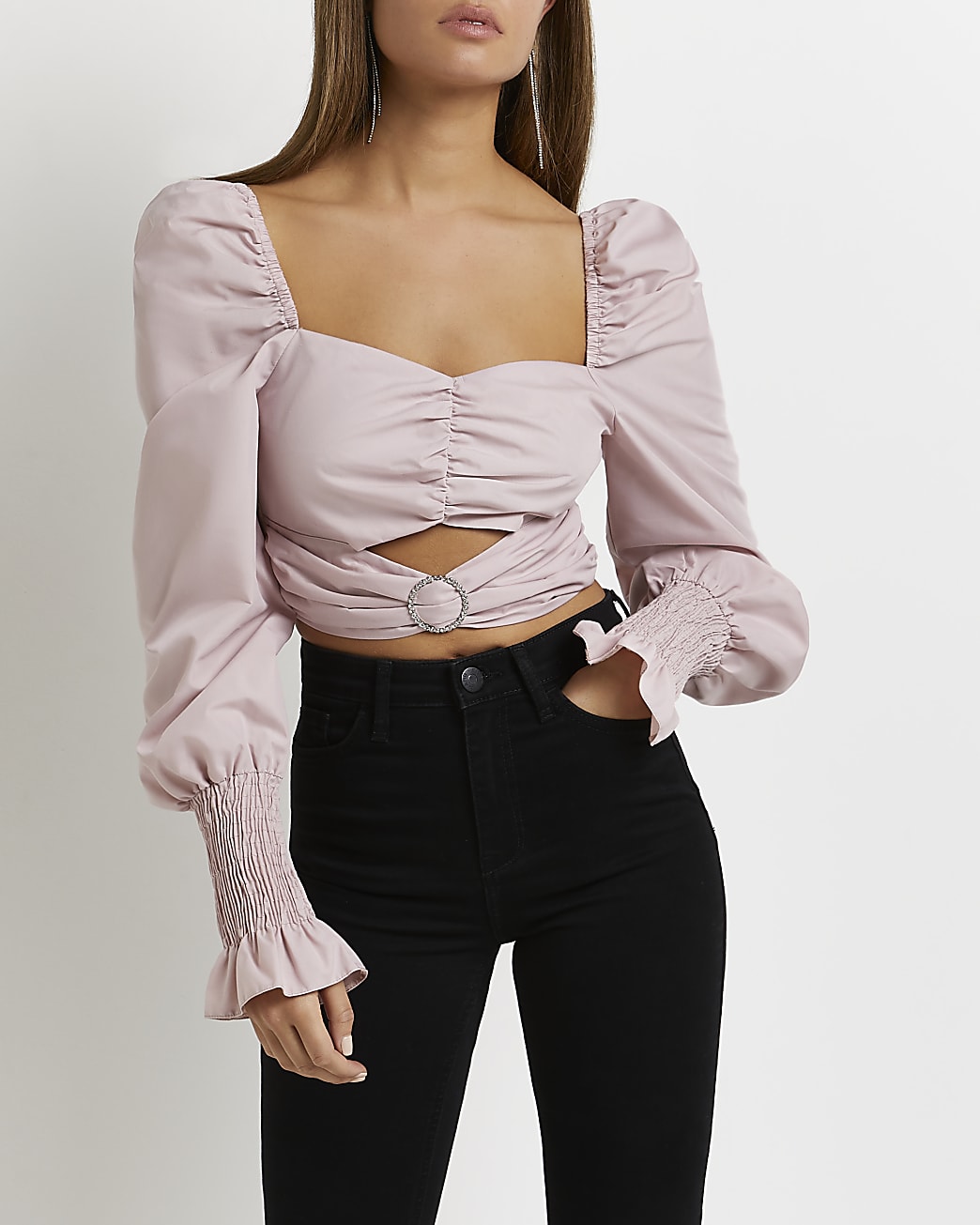 Pink cut out cropped top